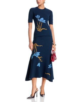 Short Sleeve Top & A Line Midi Skirt