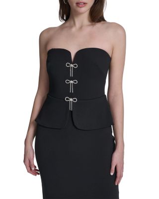 Strapless Peplum Column Gown