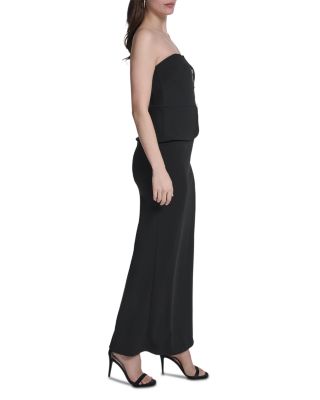 Strapless Peplum Column Gown