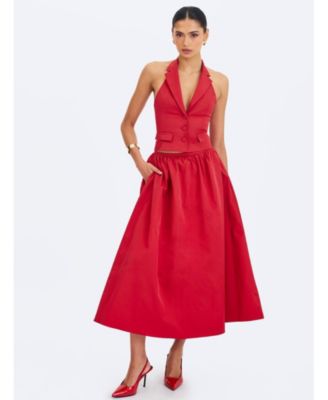  Ursel Gathered A-Line Midi Skirt