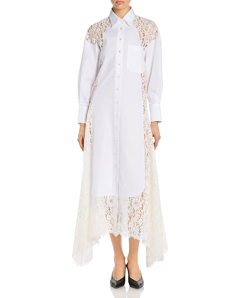 Stella McCartney Lace Paneled Poplin Shirtdress