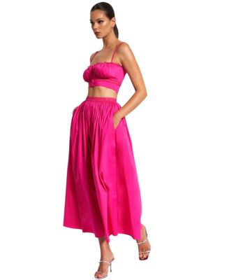  Martha Cotton Poplin Maxi Skirt with Lace Trim