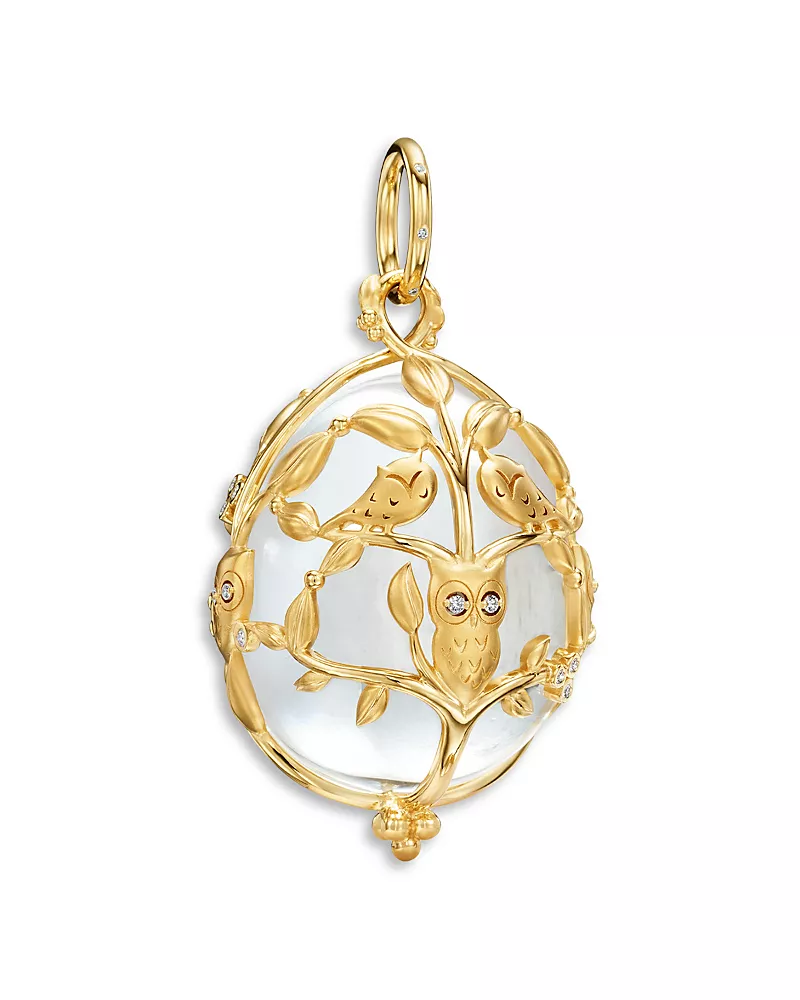 Temple St. Clair 18K Yellow Gold Fj Crystal & Diamond Owlwood Amulet Pendant