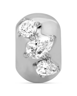 Sterling Silver Lab Grown Diamond Pear Cluster Big Bead Pendant