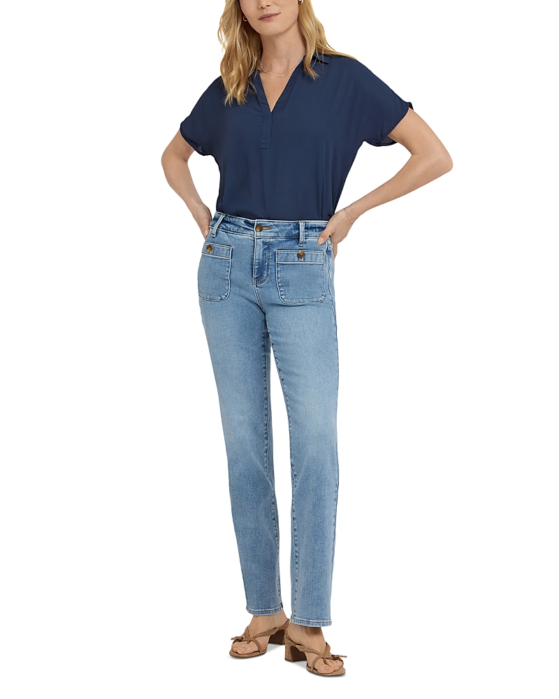 Nydj Marilyn High Rise Patch Pocket Straight Jeans in Mist Springs