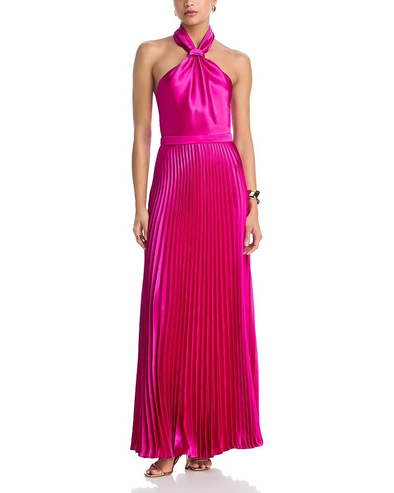 Aqua Knot Neck Charmeuse Dress - Exclusive