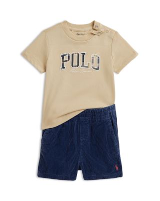 Boys' Madras-Logo Cotton Tee & Corduroy Shorts Set - Baby
