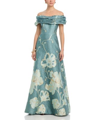 Off the Shoulder Jacquard Gown