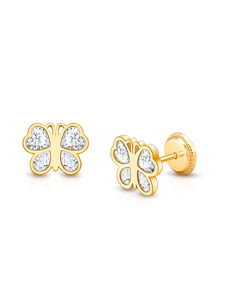 Tiny Blessings Girls' 14K Gold Lovely Butterfly Stud Earrings - Baby, Little Kid, Big Kid