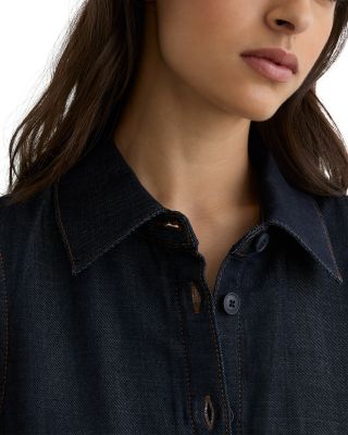 Remi Button Front Denim Dress in Indigo Blue