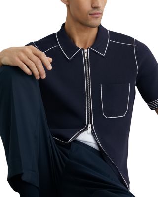 Blake Regular Fit Contrast Pipe Navy Shirt