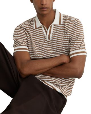 Slim Fit Camel Stripe Polo Shirt