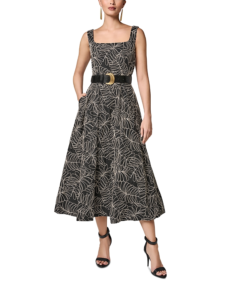 Donna Karan Embroidered Belted Dress