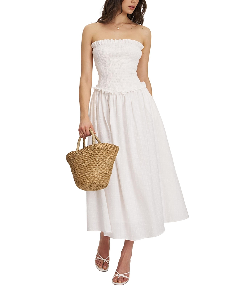Miss Circle Quadiya Smock Top Strapless Drop Waist Midi Dress