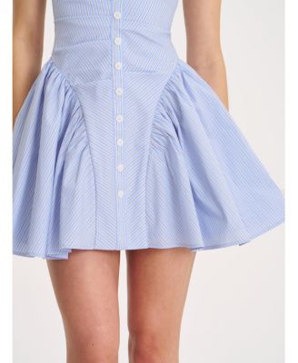  Melody Railroad Stripe Halter Drop Waist Mini Dress