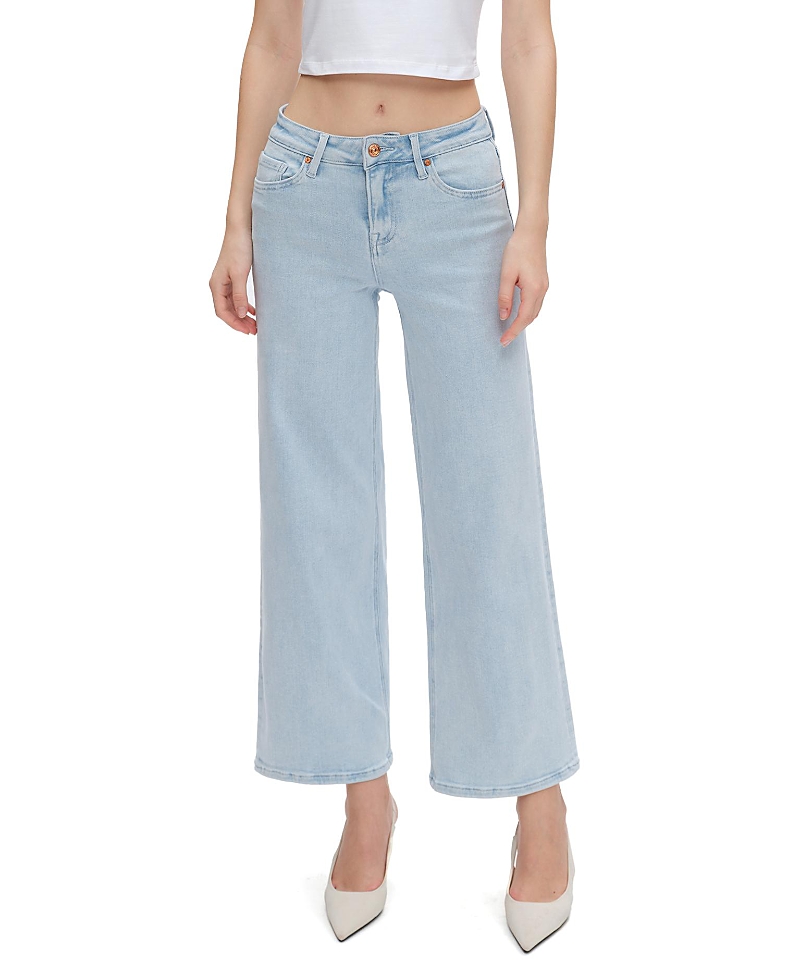 Bayeas Mid Rise Women's Wide Leg Jeans Highly Stretchy in Wathet Wash