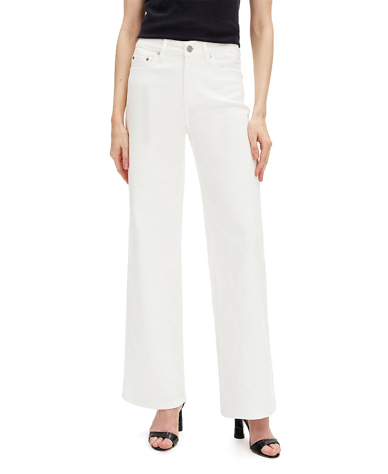 Bayeas Mid Rise Relaxed Straight Jeans classic Loose Straight Demin Pants in White Wash