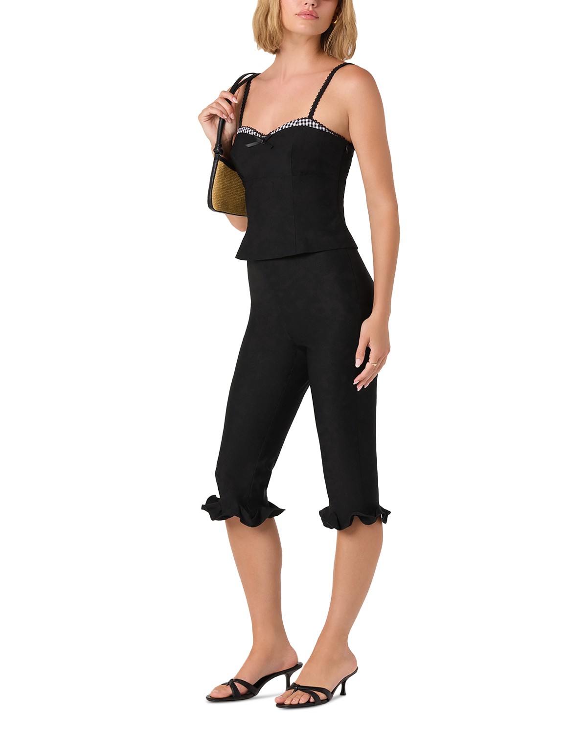 Amalie Sleeveless Cropped Bustier Top & Slim Capri Pants