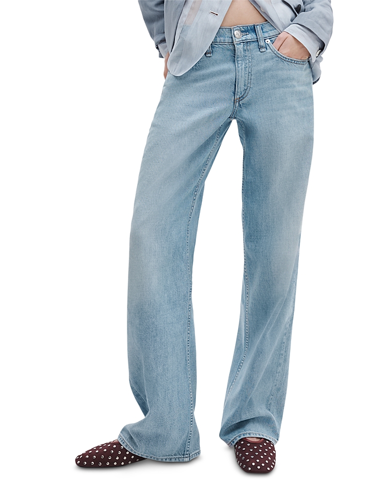 rag & bone Featherweight Cam Full Mid Rise Straight Jeans in Moon
