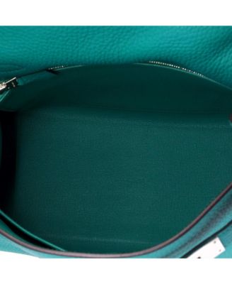 Kelly 28 Handbag Blue Clemence with Palladium Hardware