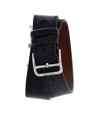 Heure H Double Tour Quartz Watch in Plated Metal and Leather 26mm