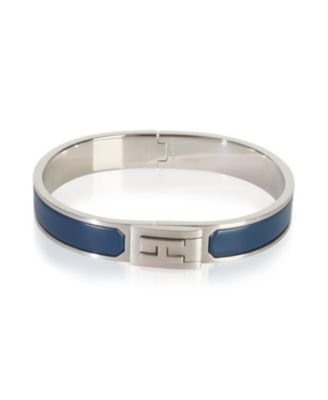 Pre-owned Pre-owned Hermes  Hermes Matte Jet Bracelet In Bleu Biarritz Palladium Plated Bracelet