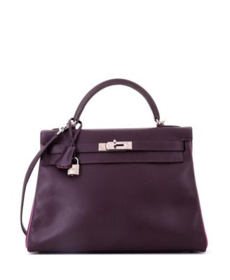 Kelly 32 Handbag Bicolor Epsom with Palladium Hardware