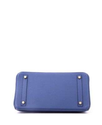 Birkin 30 Handbag Blue Clemence with Gold Hardware