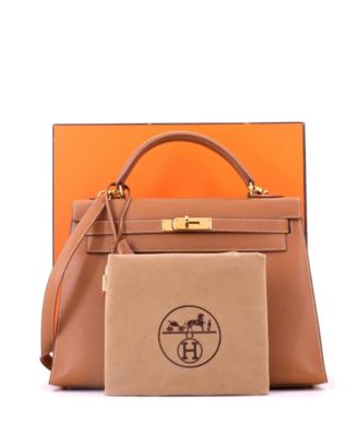 Kelly 32 Handbag Brown Courchevel with Gold Hardware
