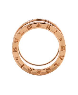  B.Zero1 Three Band Ring 18K Rose Gold and Ceramic with Diamonds