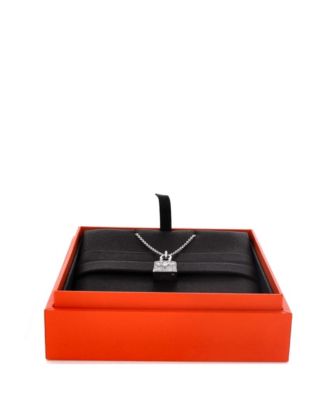 Birkin Amulette Pendant Necklace 18K White Gold and Diamonds, 15.5"