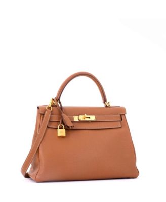 Kelly 28 Handbag Brown Togo with Gold Hardware