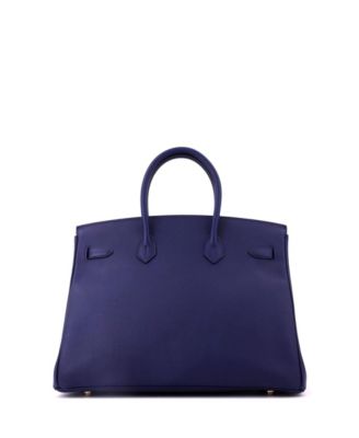 Birkin 35 Handbag Blue Epsom with Gold Hardware