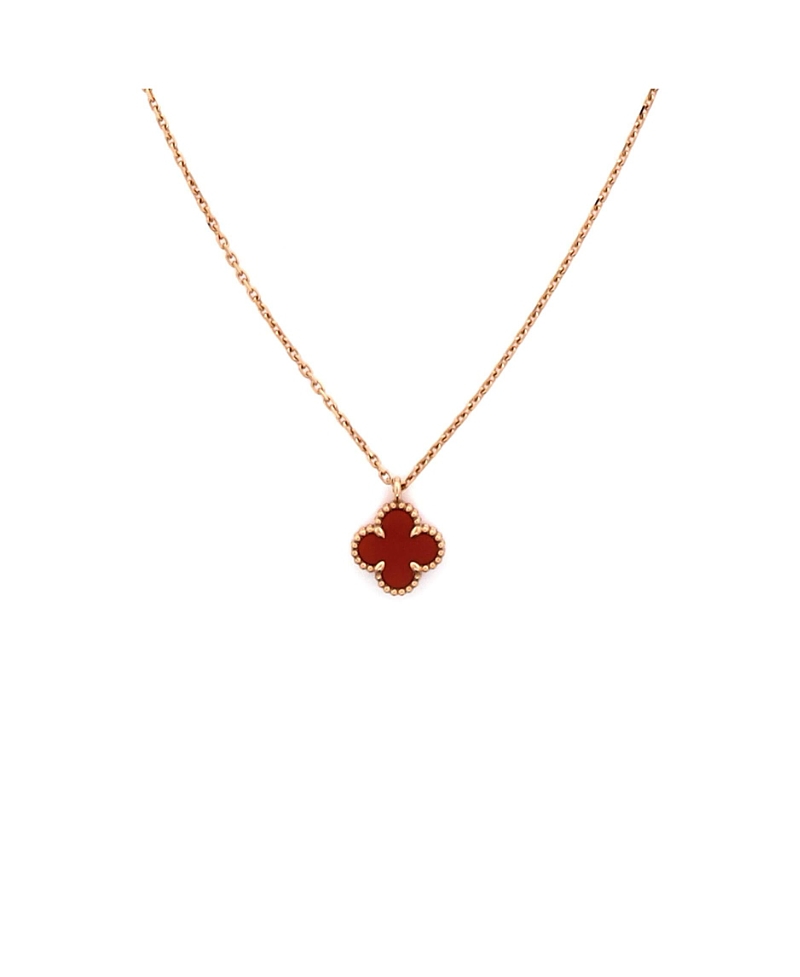 Pre-Owned Van Cleef & Arpels Sweet Alhambra Pendant Necklace 18K Rose Gold and Carnelian, 16