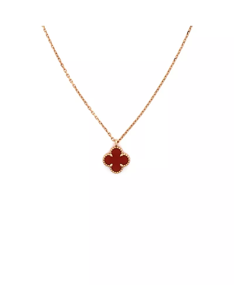 Pre-Owned Van Cleef & Arpels Sweet Alhambra Pendant Necklace 18K Rose Gold and Carnelian, 16