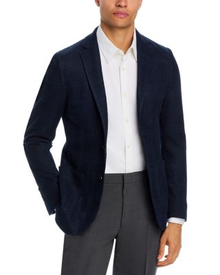 Linen & Cotton Plaid Jersey Unstructured Sport Coat
