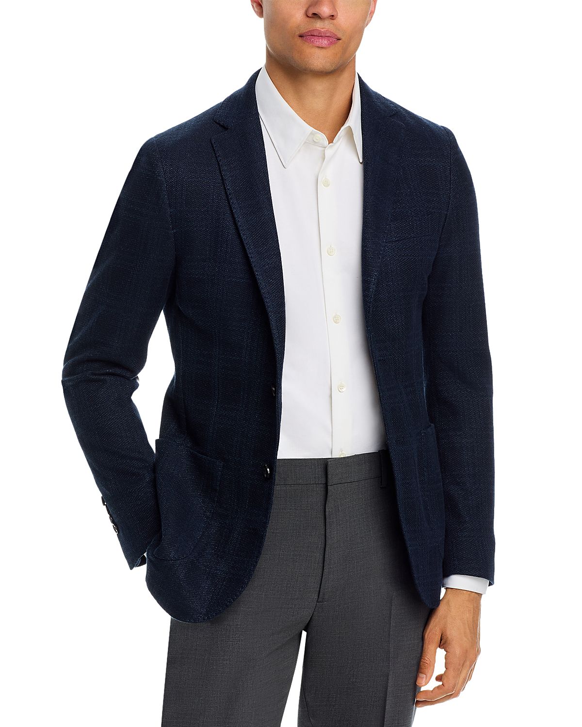 Maurizio Baldassari Linen & Cotton Plaid Jersey Unstructured Sport Coat