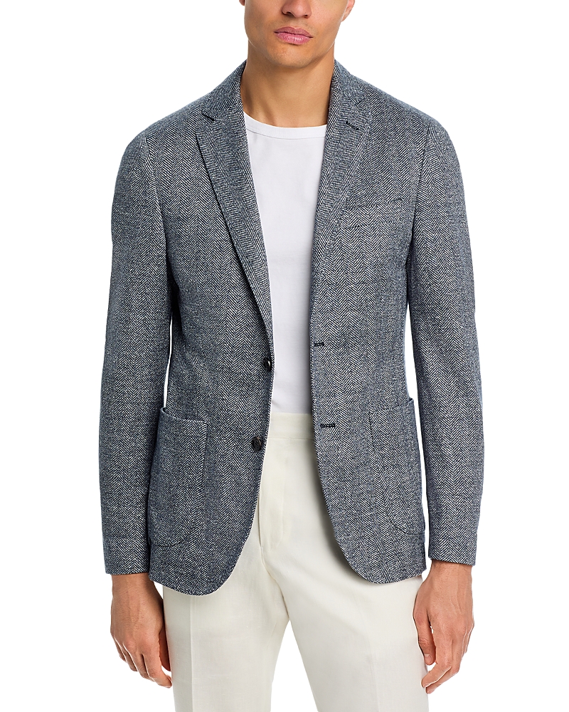 Maurizio Baldassari Linen, Silk & Cotton Herringbone Jersey Unstructured Sport Coat