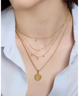 14K Yellow Gold Prong Diamonds Flower Cluster Pendant Necklace, 14-16"