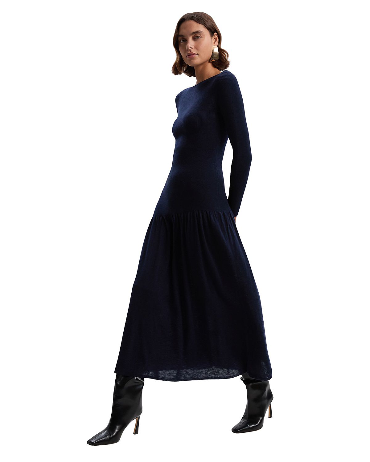 Karen Millen Wool Blend Sheer Knitted Skirt Dress