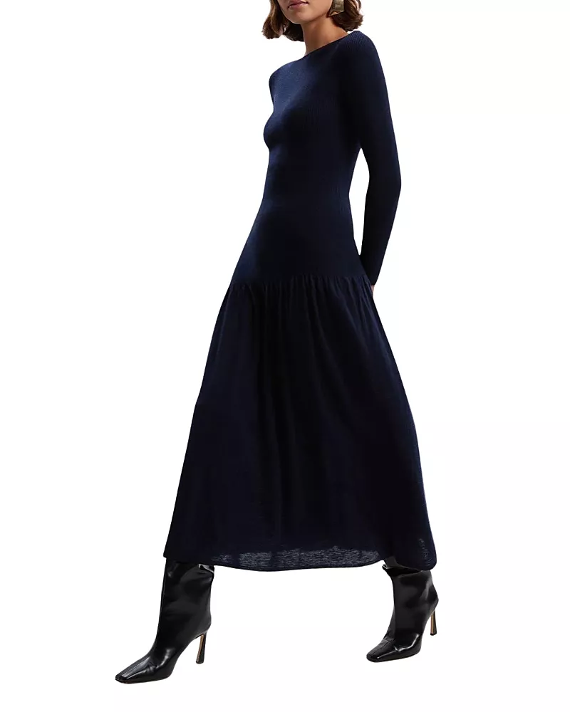 Karen Millen Wool Blend Sheer Knitted Skirt Dress