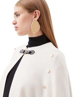 Popper Detail Knit Cape Coat