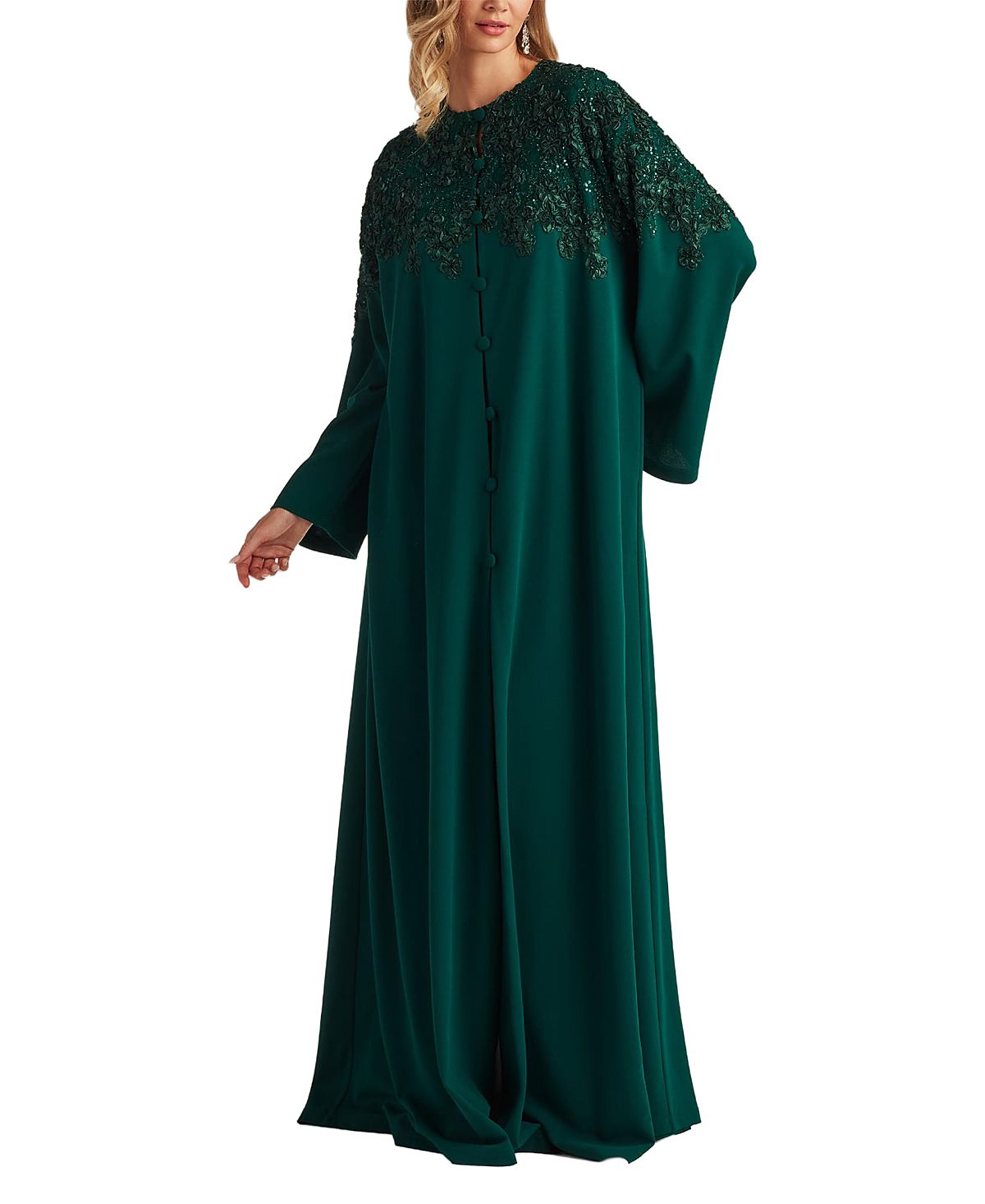 Tadashi Shoji Burney Sequin Embroidered Caftan Gown