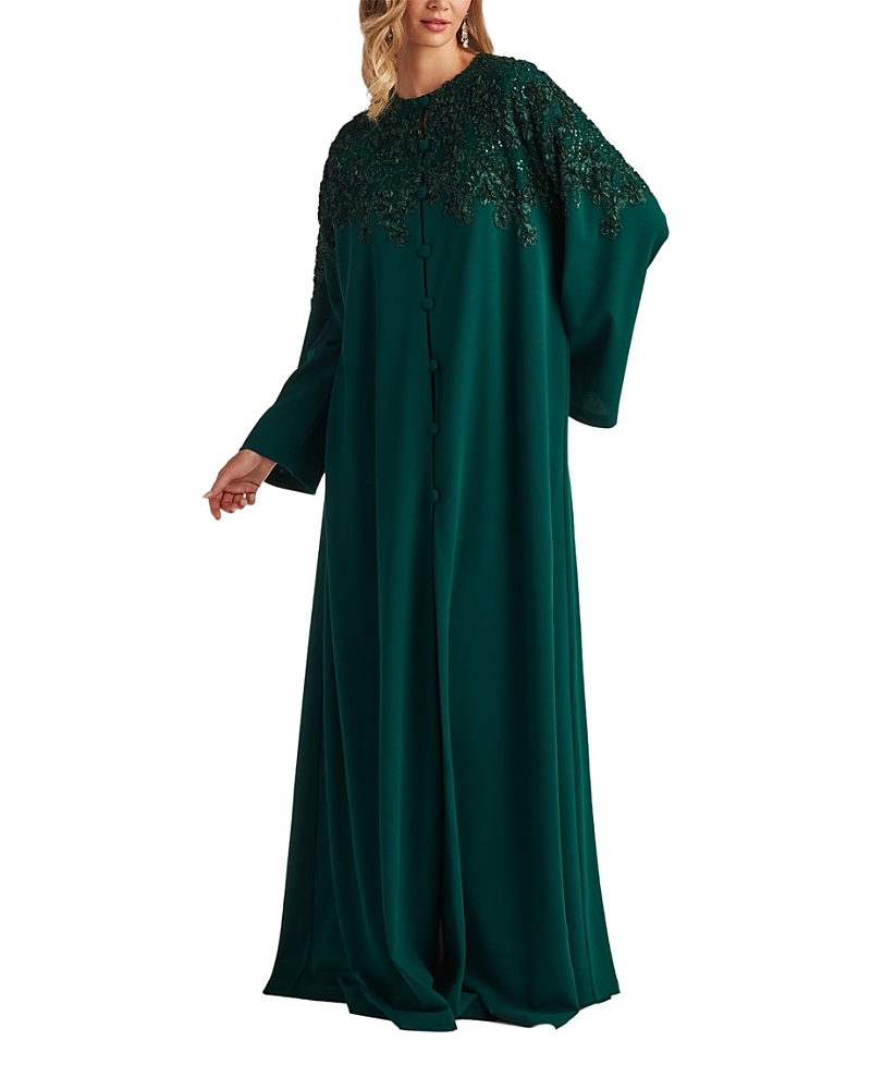 Tadashi Shoji Burney Sequin Embroidered Caftan Gown