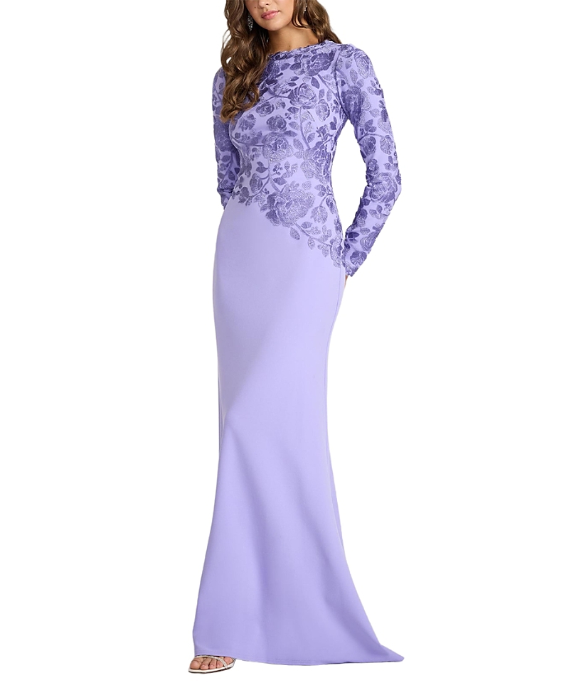 Tadashi Shoji Kisha Embroidered Crepe Gown