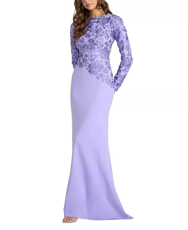 Tadashi Shoji Kisha Embroidered Crepe Gown