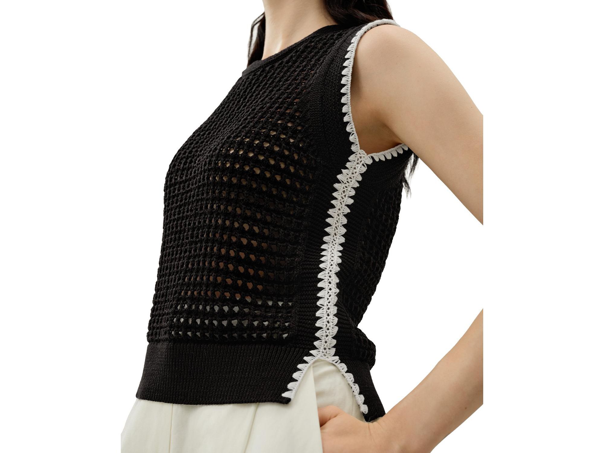 Toscana Pointelle Embroidered Vest — Image 4