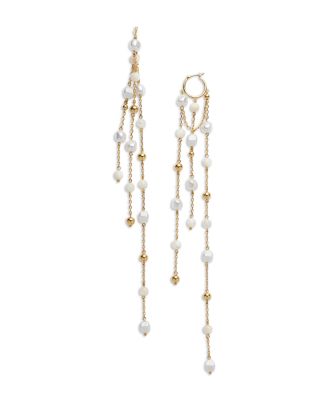 Nira Beaded Dangle Huggie Hoop Earrings