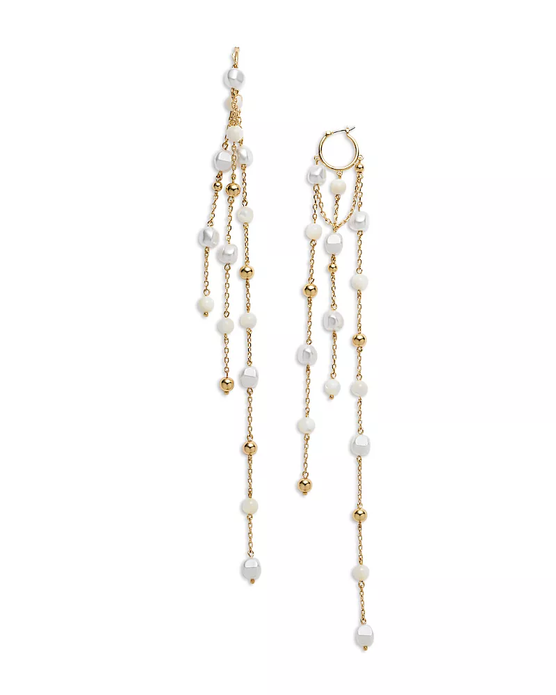 Ramy Brook Nira Beaded Dangle Huggie Hoop Earrings