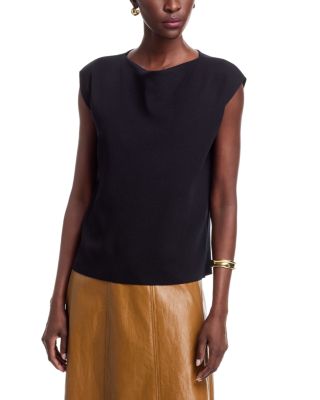 Drape Neck Cap Sleeve Sweater